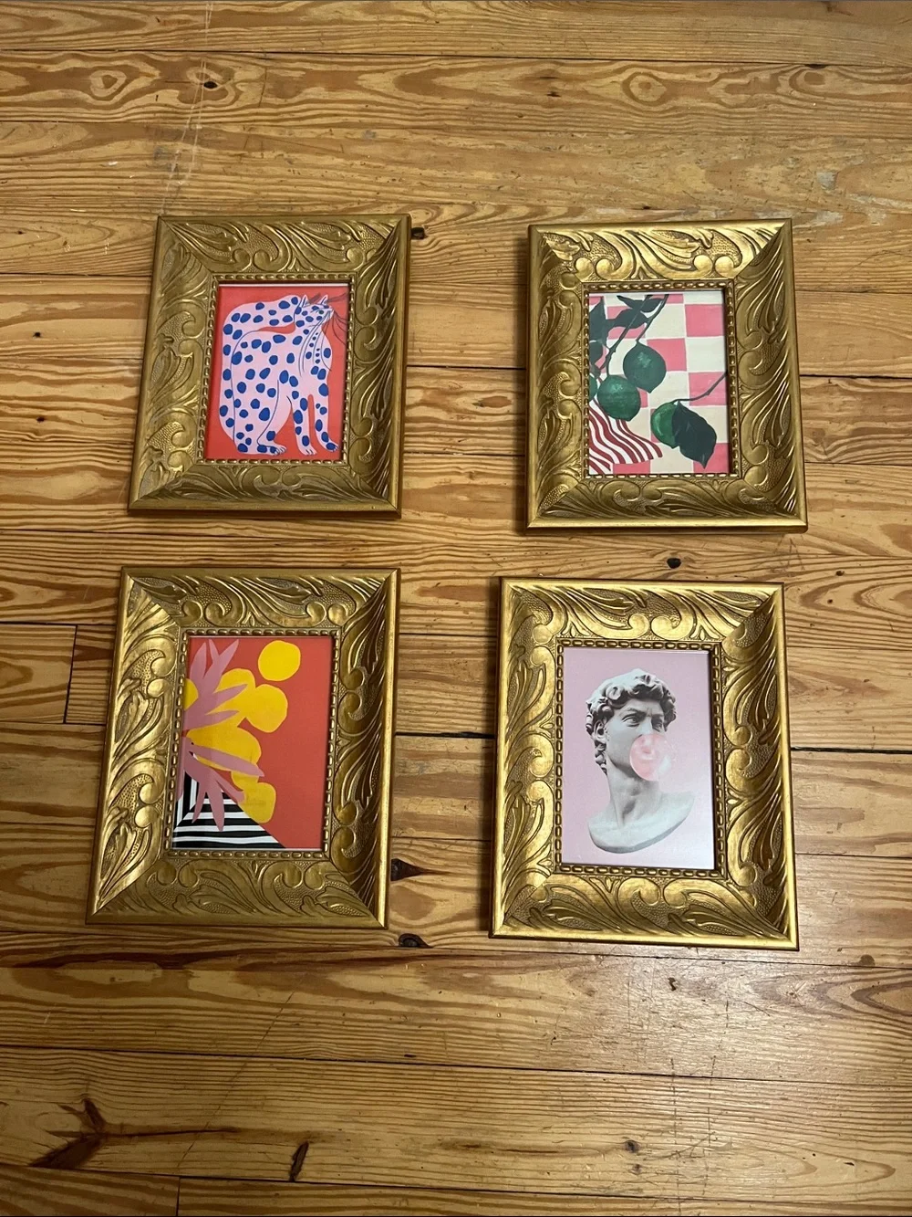 Ornate Gold Picture Frame Set — Four Decorative Wall Frames